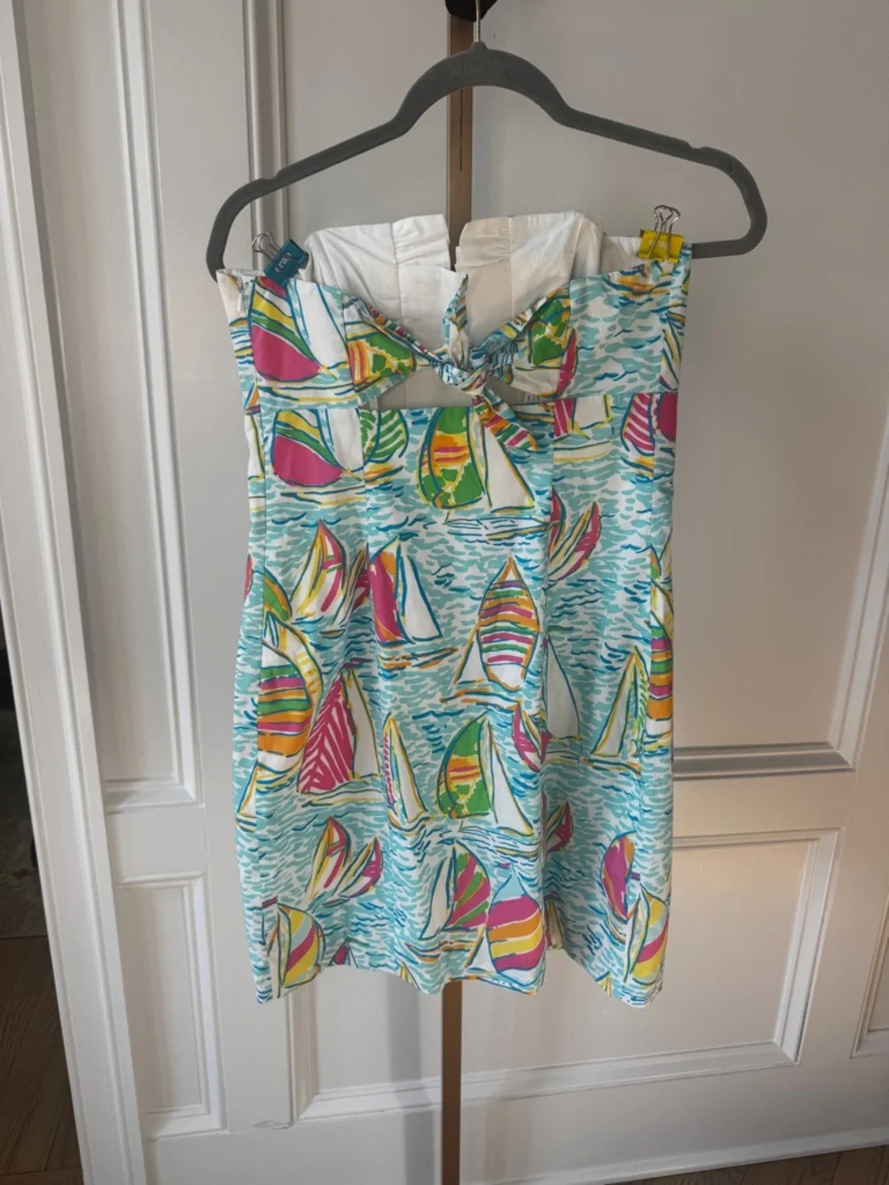 Lilly Pulitzer Size 8 You Gotta Regatta Sailboats Strapless Dress Nautical Pink - Picture 5 of 5